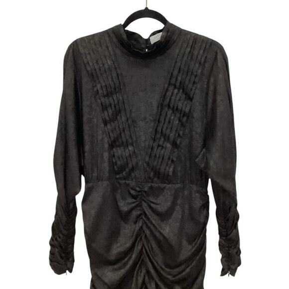 Hunter Bell Ariana Ruched Dress In Onyx Black Jacquard Size 12 - Picture 9 of 16